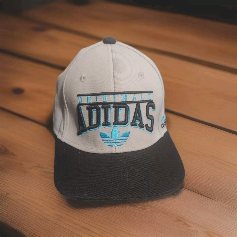 Adidas Baseball Cap One Size Vintage White Spell out Snapback‎ Gray Teal